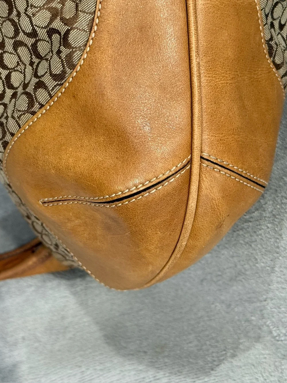 Vintage Y2K Coach Signature Jacquard Hobo Bag Brown Tan